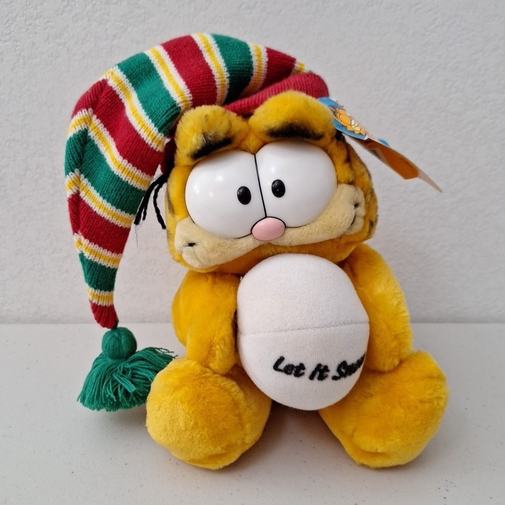 RARE Vtg DAKIN Garfield HAND PUPPET Let It Snow Removeable Snowball Plush NWT‎